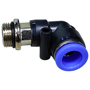 União Pneumático Cotovelo 90° 12mm x 3/8" Macho e Fêmea