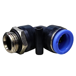União Pneumático Cotovelo 90° 16mm x 1/2" Macho e Fêmea