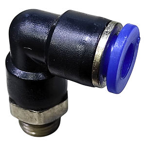 União Pneumático Cotovelo 90° 6mm x 1/8" Macho e Fêmea