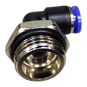 União Pneumático Cotovelo 90° 8mm x 1/2" Macho e Fêmea