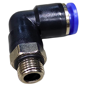 União Pneumático Cotovelo 90° 8mm x 1/8" Macho e Fêmea