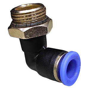 União Pneumático Cotovelo 90° 8mm x 3/8" Macho e Fêmea