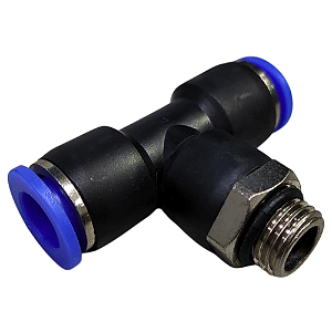 União Tee 10mm x 1/4" Macho Central para Conexão Pneumática