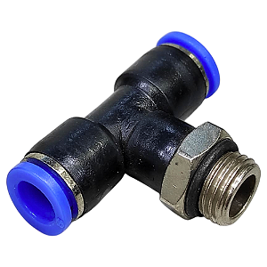 União Tee 8mm x 1/4" Macho Central para Conexão Pneumática