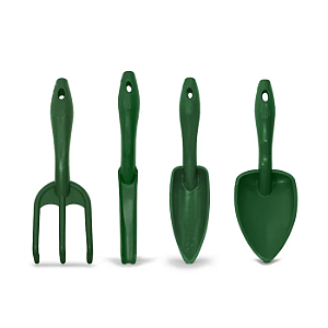 Kit de 4 Ferramentas Plásticas para Jardim - Cor Verde