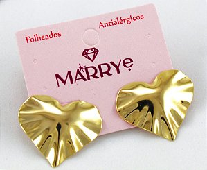 Brinco Folheado Coração Martelado