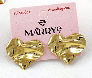 Brinco Folheado Coração Martelado
