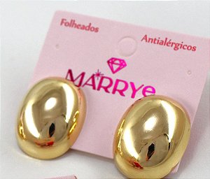 Brinco Folheado Oval Liso Médio