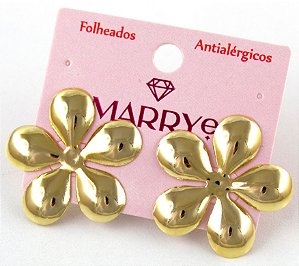 Brinco Folheado Flor Oval