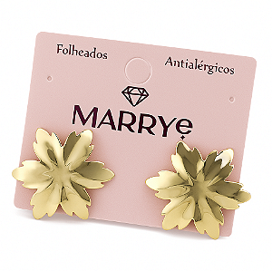 Brinco Folheado Flor Estrela Baulada M