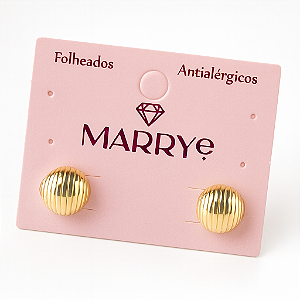 Brinco Folheado Meia Bola Riscado P