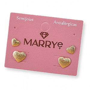 Brinco Semijoia DUO Coração Texturizado
