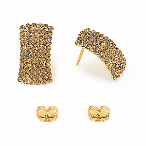 Brinco Cristal Retângulo Curvado