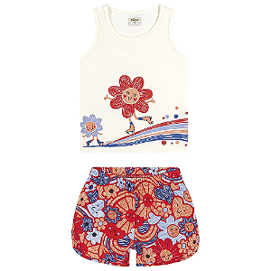 Conjunto Feminino Infantil Elian  - Margarida Vermelha - 231940