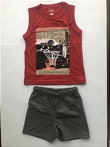 Conjunto Masculino Infantil Elian - Estampa Cesta de Basquete - 221267