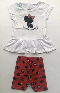Conjunto Feminino Infantil Elian - Estampa Gatinha - 211065