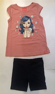 Conjunto Fem Infantil Meia Malha e Cotton - Kely Kety - 43354