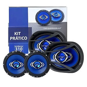 ALTO FALANTE KIT PRÁTICO ( 1 PAR TRIAXIAL 6 + 1 PAR QUADRIAXIAL 6X9) - HURRICANE