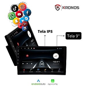 CENTRAL MULTIMÍDIA UNIVERSAL T3L QUAD COM APPLE CARPLAY 9" 2DIN  - KRONOS