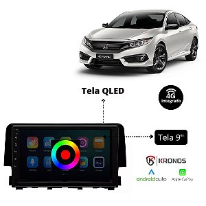 CENTRAL MULTIMÍDIA CIVIC G10 17/ OCTACORE QLED ESPECÍFICA/COMPLETA 9" - KRONOS