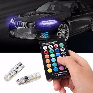 KIT LAMPADA PINGO LED T10 RGB C/CONTROLE