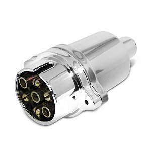 TOMADA ENGATE MACHO 7 POLOS CROMADA  PLUG (CARRETINHA)