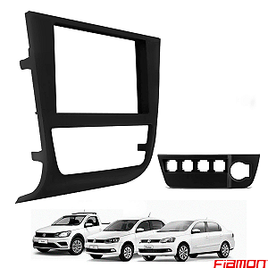 MOLDURA PAINEL 7" GOL/VOYAGE/SAVEIRO G6 C/SUPORTE 4 BOTÕES PRETA- 2371MD FIAMON