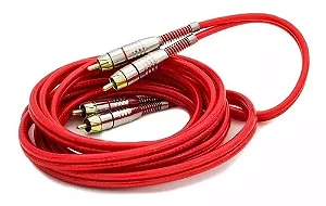 CABO RCA BLINDADO VERMELHO 5M - DLUX