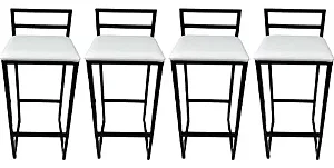 Kit 4 Banquetas Altas Quadradas Cozinha Bistrô Banco