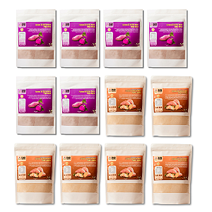 Kit 12 Un Suplemento Farinha Batata Doce Polpa Laranja e Roxa Pó 5.4kg