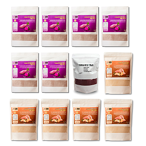 Kit 12 Un Suplemento Farinha Batata Doce Polpa Laranja, Roxa e Beterraba Pó 5.450kg