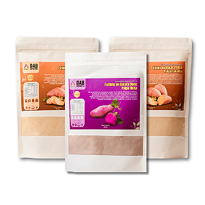 Kit 3 Un Suplemento Farinha Batata Doce Polpa Laranja e Roxa Pó 1.350kg