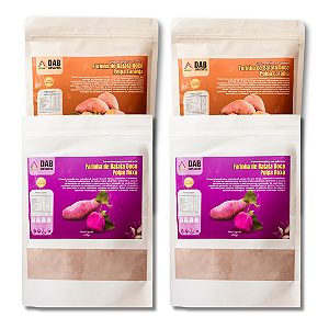 Kit 4 Un Suplemento Farinha Batata Doce Polpa Laranja e Roxa Pó 1.8kg