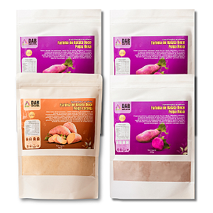 Kit 4 Un Suplemento Farinha Batata Doce Polpa Laranja e Roxa Pó 1.8kg