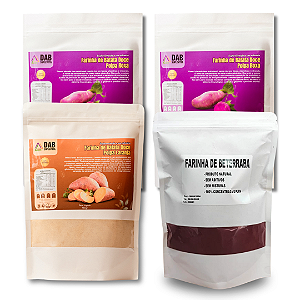 Kit 4 Un Suplemento Farinha Batata Doce Polpa Laranja, Roxa e Beterraba Pó 1.850kg