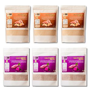 Kit 6 Un Suplemento Farinha Batata Doce Polpa Laranja e Roxa Pó 2.7kg