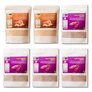 Kit 6 Un Suplemento Farinha Batata Doce Polpa Laranja e Roxa Pó 2.7kg