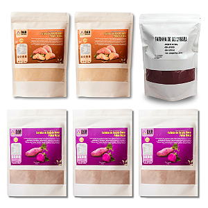 Kit 6 Un Suplemento Farinha Batata Doce Polpa Laranja, Roxa e Beterraba Pó 2.750kg