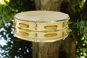 Pandeiro 10 polegadas, couro, platinela latão