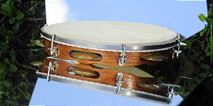 Pandeiro 10 polegadas, couro, platinela latão