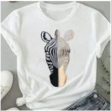 T-Shirt Premium Branco Sólido Zebra