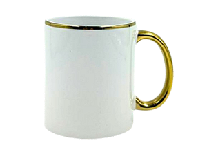 Caneca Alça e Borda Dourada