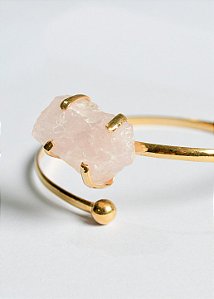 Bracelete Gaia de Quartzo Rosa Bruto Dourado - Amor, Gratidão e Autoestima