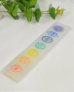 Régua de Selenita Branca 7 Chakras - Limpeza Energética