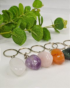 Chaveiro de Quartzo Cristal Rolado - Purificação, Energização e Intensificador