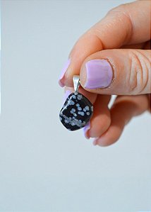 Pingente de Obsidiana Floco de Neve - Estresse, Desapego e Crescimento Emocional