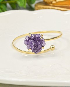 Bracelete Gaia de Drusa de Ametista Dourado - Intuição, Calma e Conexão
