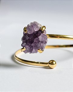 Bracelete Gaia de Drusa de Ametista Dourado - Intuição, Conexão, Espiritualidade e Eleva a Vibração