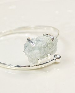 Bracelete Gaia de Água Marinha Prateado - Pedra da Ansiedade, Mal Entendidos e Protege os Pensamentos