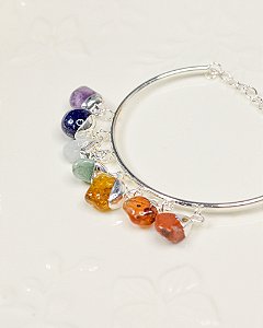 Pulseira dos 7 Chakras Prateada - Conexão e Equilíbrio